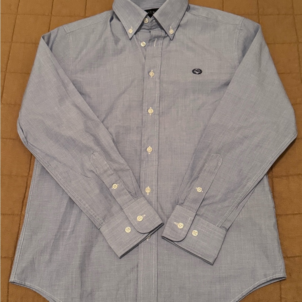 Lauren Ralph Lauren Boys Monogram Blue Button-Down Shirt